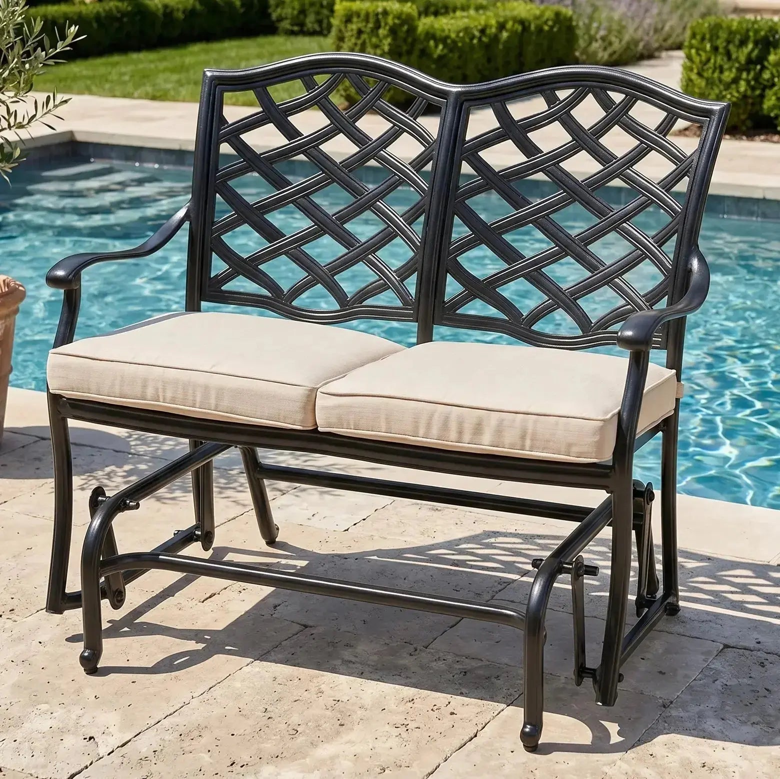 Hanley Cast Double Glider W/ Cushion - WaterTrendsStore - Flax - 17563