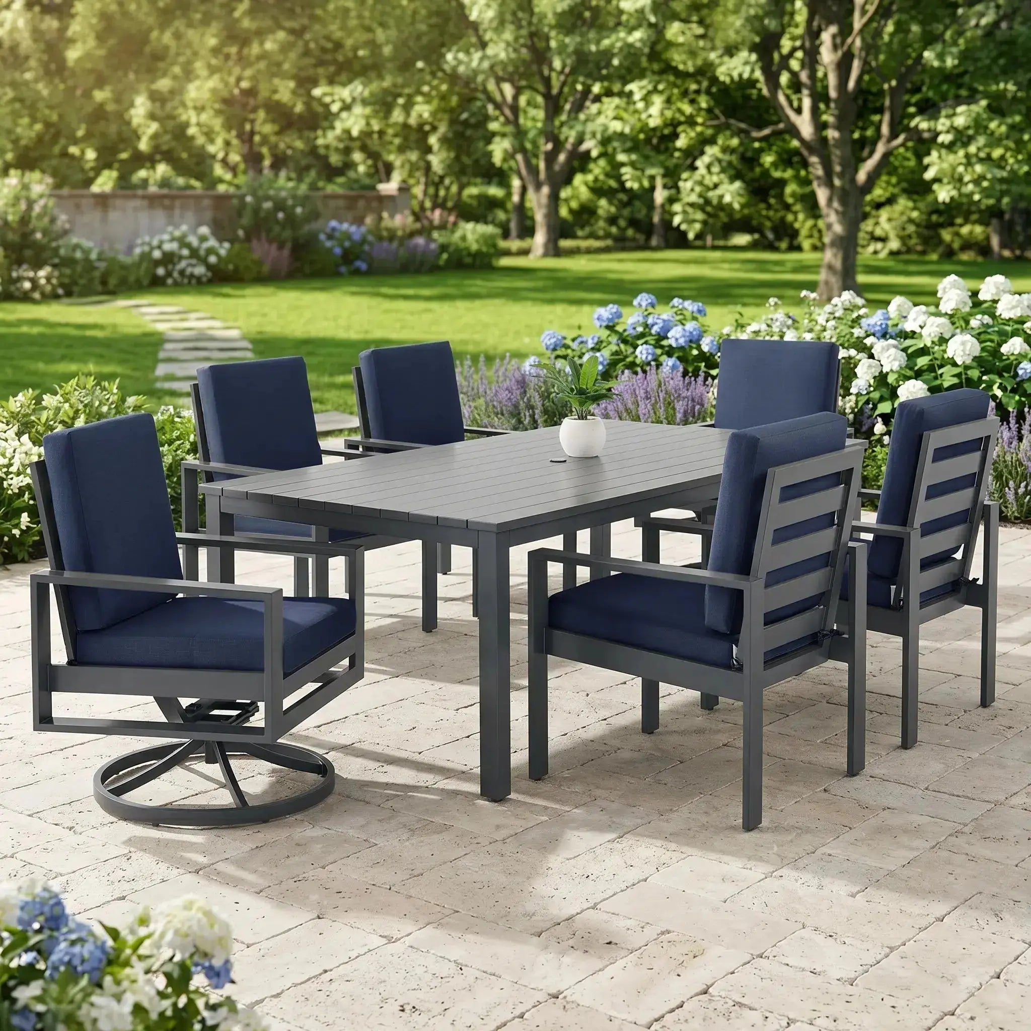 Sutton Grey 9 Piece Dining Group - Spectrum Indigo - WaterTrendsStore - 17885/17886/17867