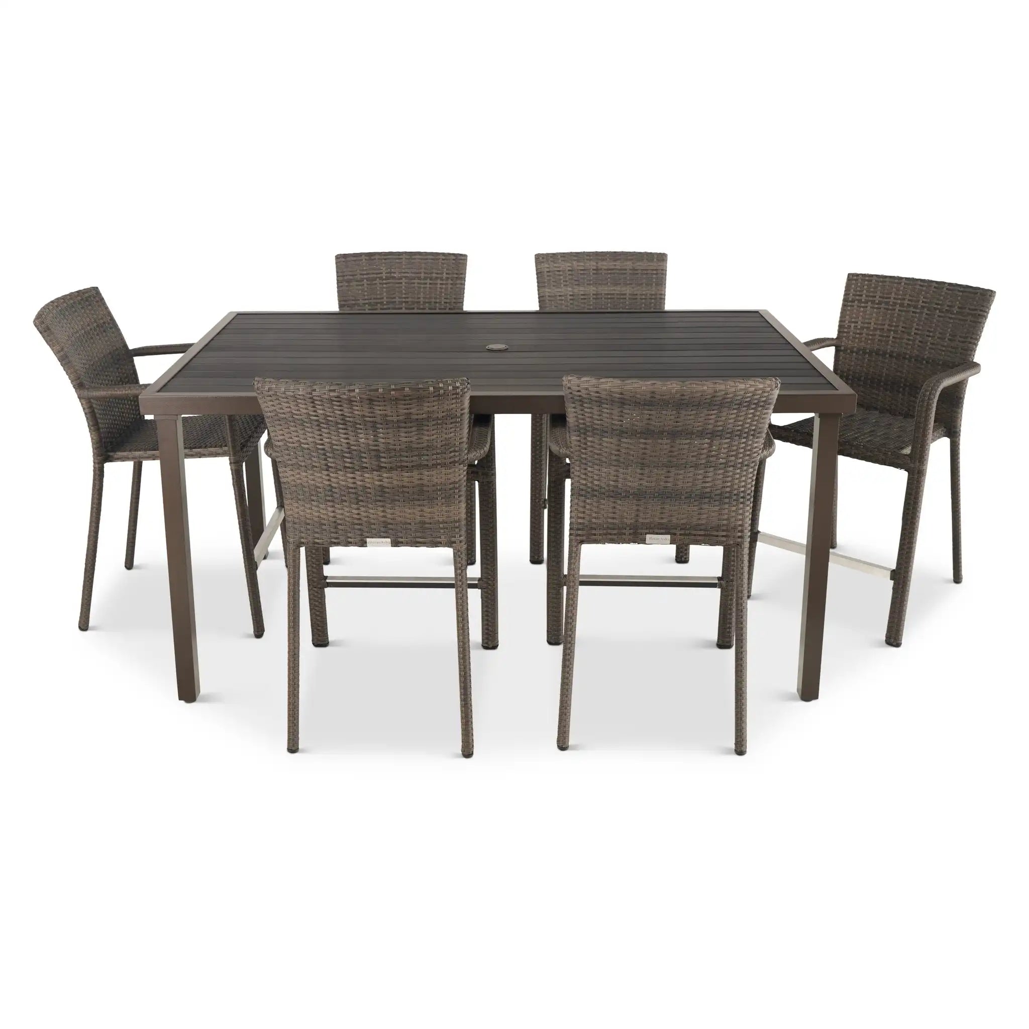 St. Kitts Woven 7 Piece Counter Height Group - Roasted Pecan - WaterTrendsStore