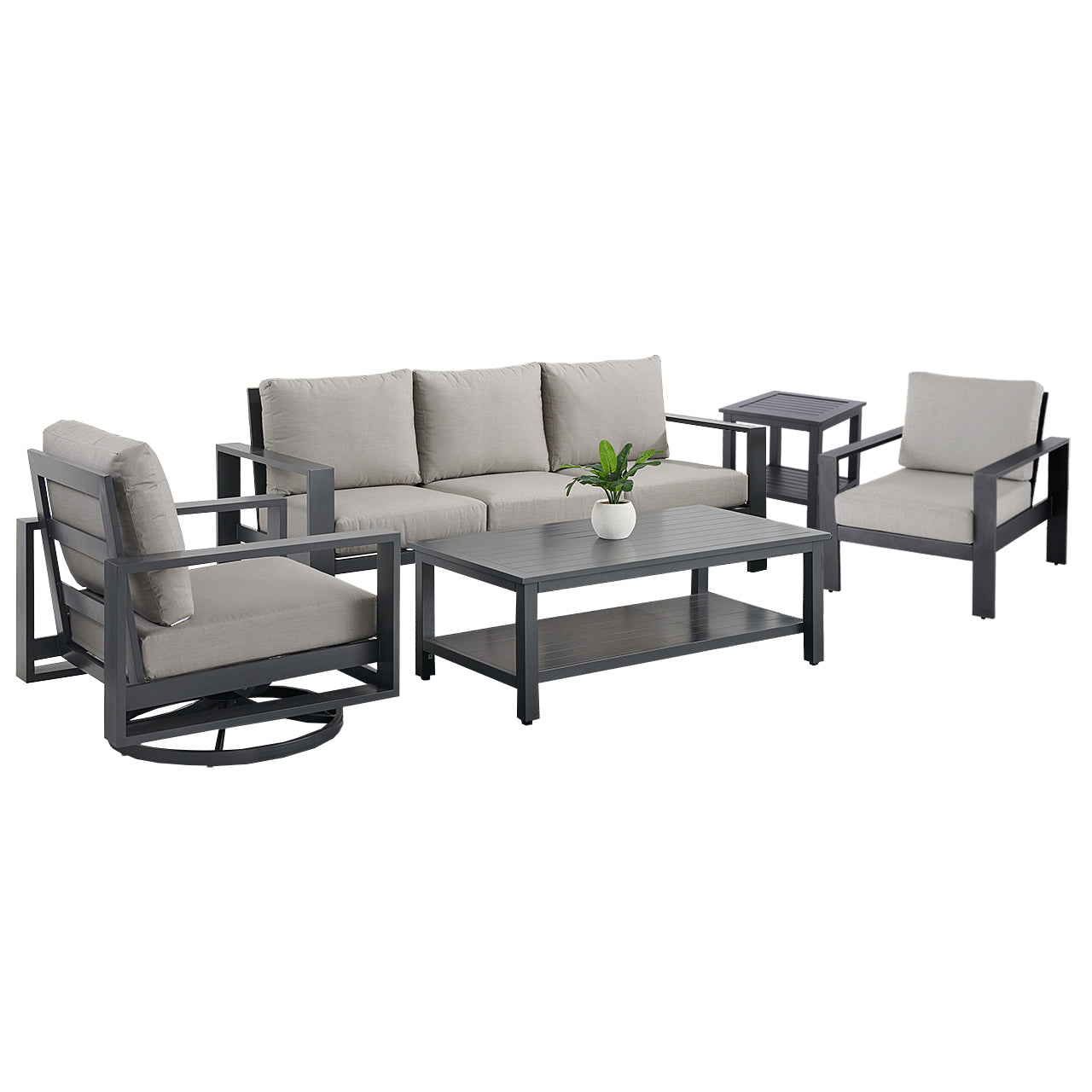 Newport Grey 5 Piece Sofa Group - Spectrum Dove
