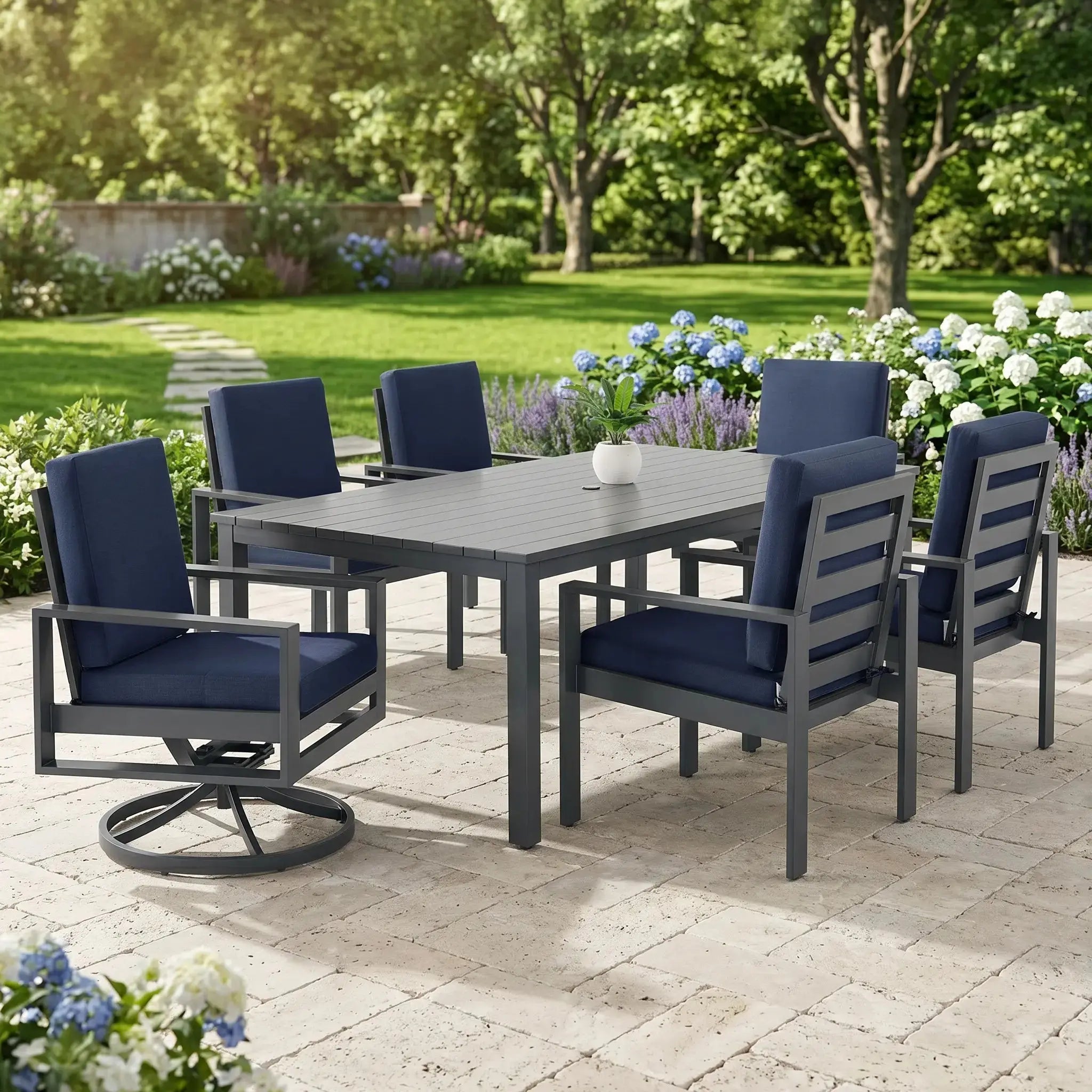 Sutton Grey 9 Piece Dining Group - Spectrum Indigo