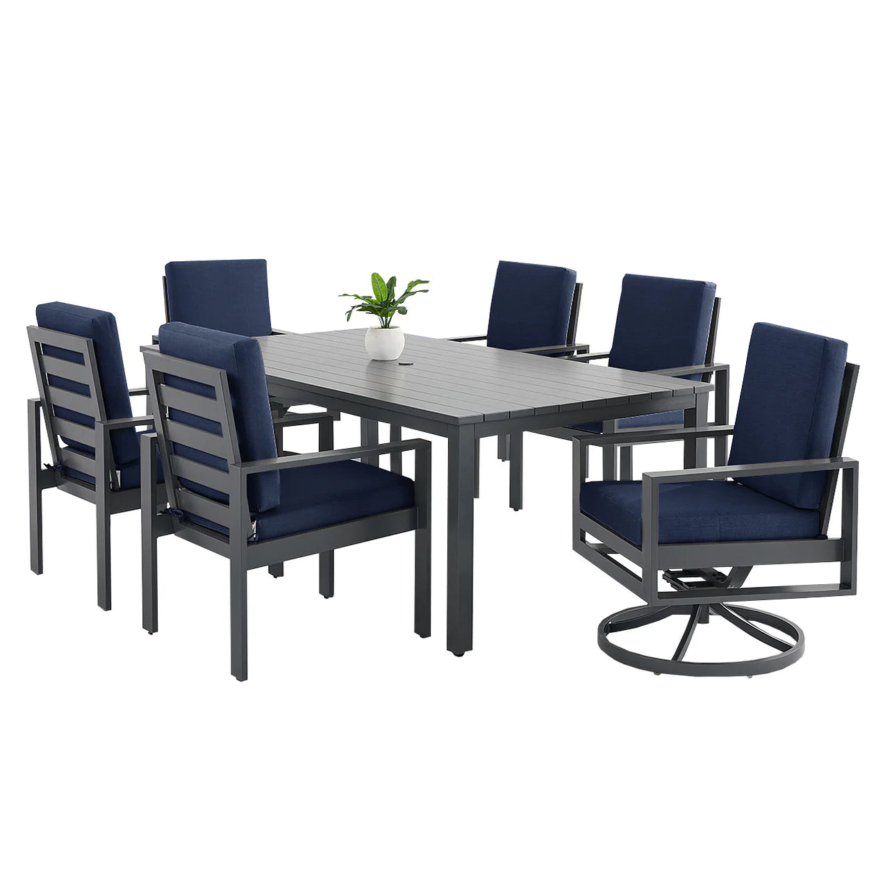 Newport Grey 7 Piece Dining Group - Spectrum Indigo