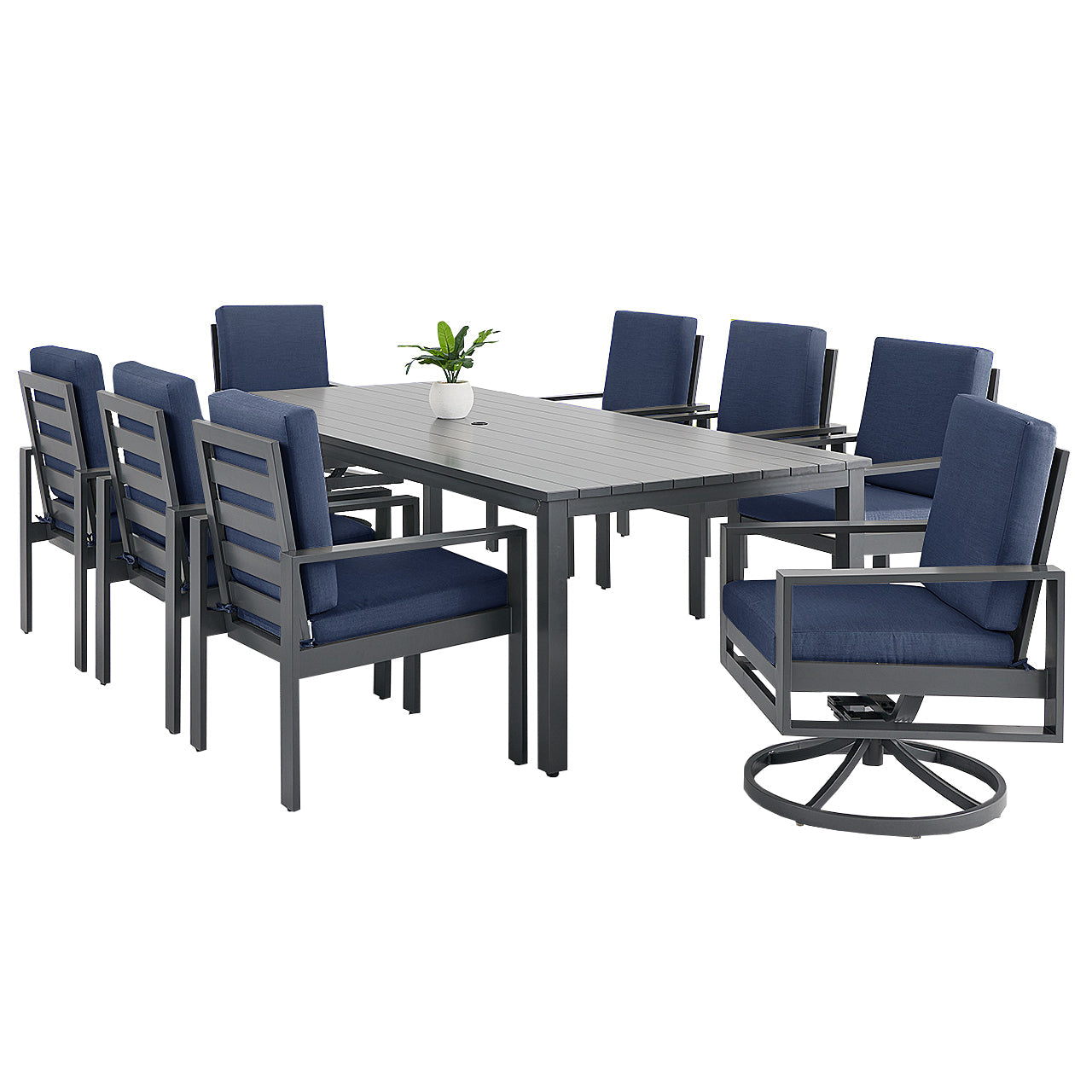 Newport Grey 9 Piece Dining Group - Spectrum Indigo