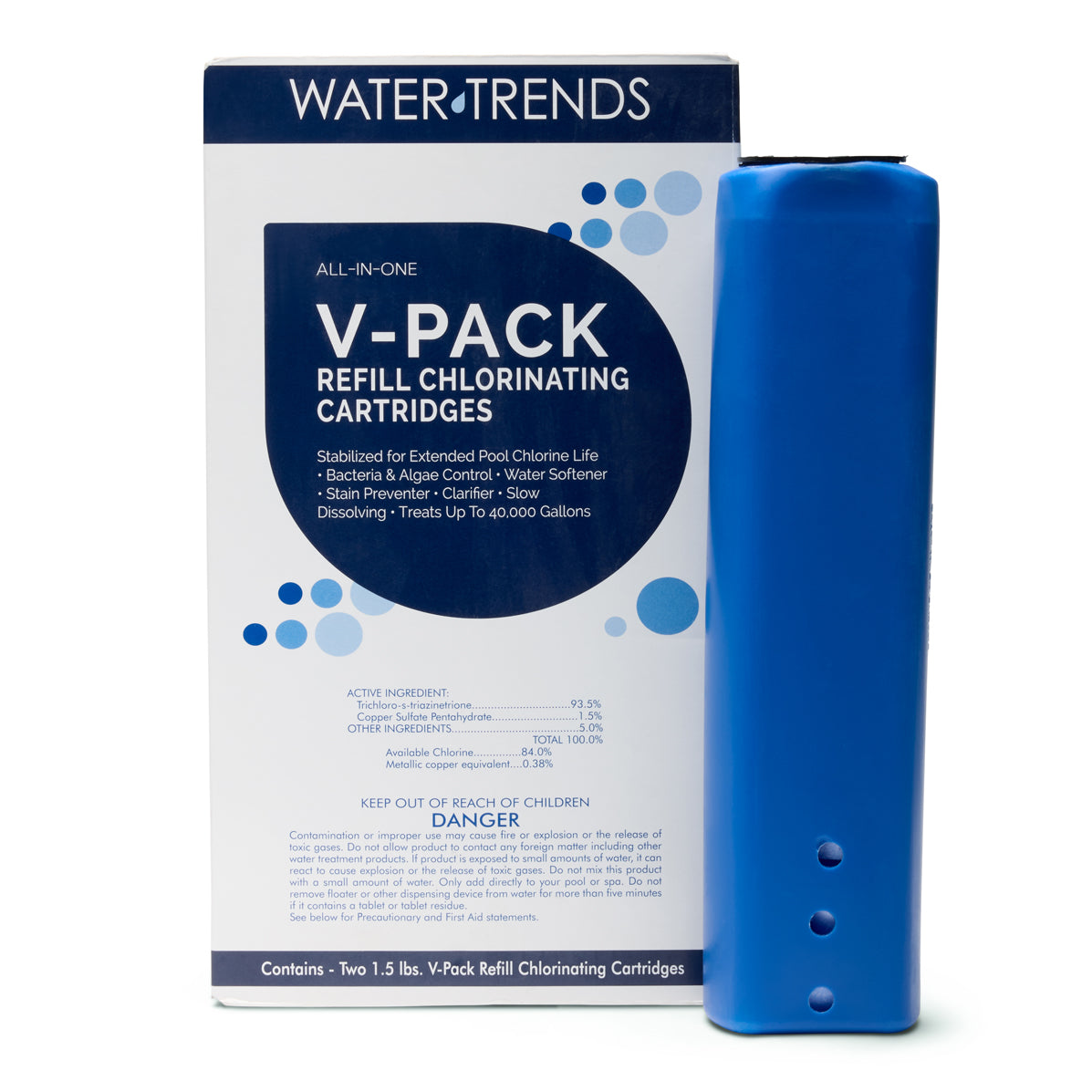 WATER TRENDS V-Pack Refill Chlorinating Cartridges 2 Pack Box with Cartridge The Great Escape