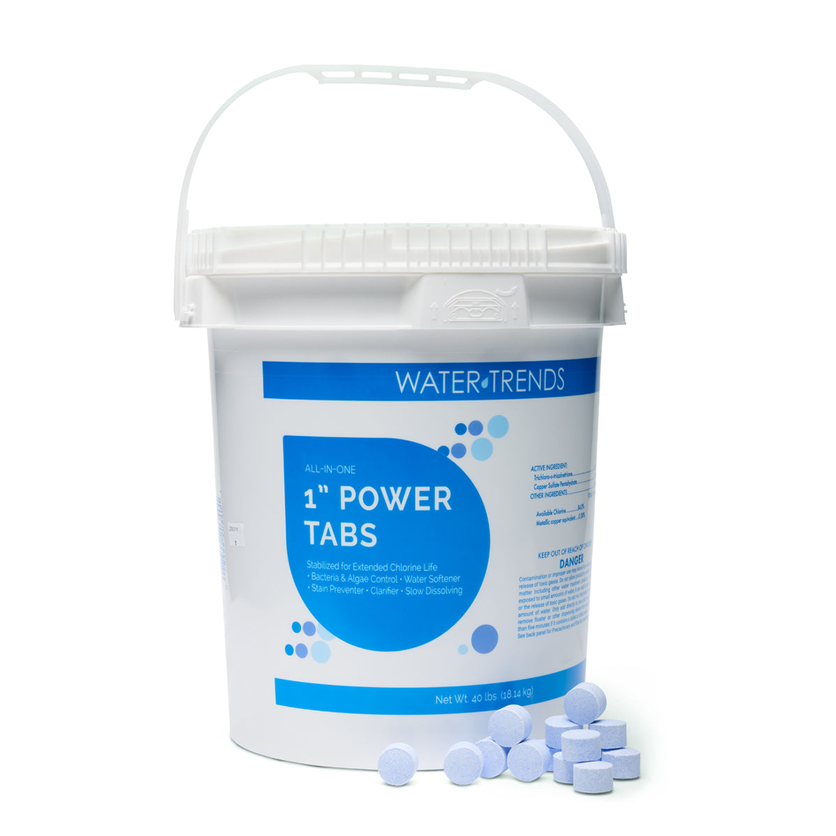 WATER TRENDS 1 inch All in One Power Tablets 40 lb Bucket with Handle and Tabs The Great Escape
