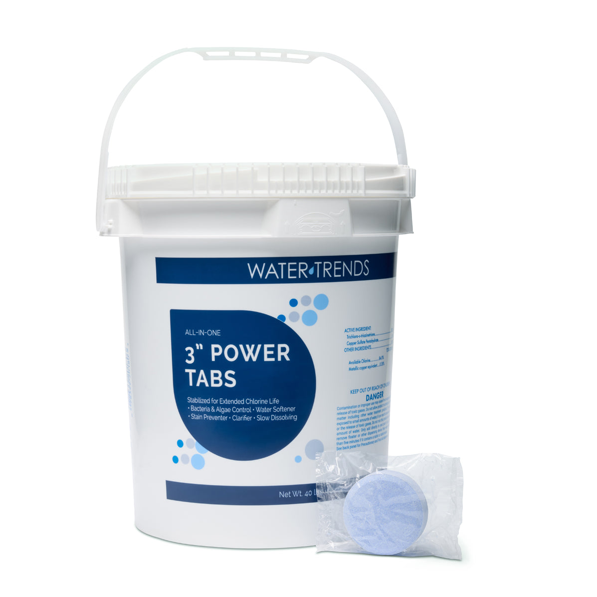 WATER TRENDS 3 inch All in One Power Tablets 40 lb Bucket with Handle and Tab The Great Escape