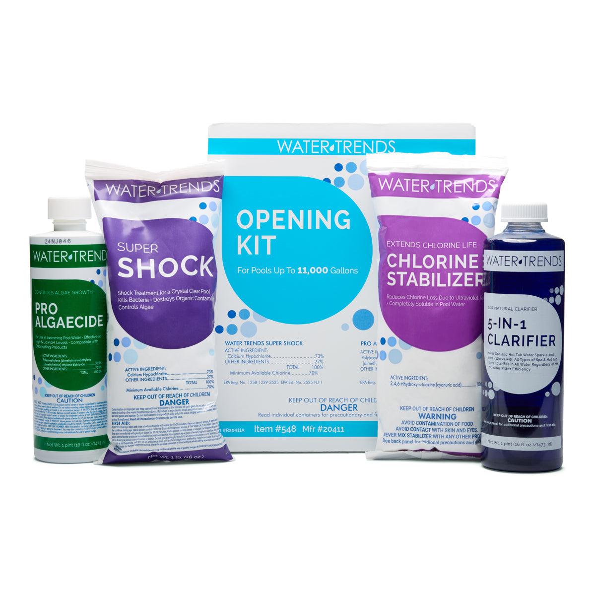 WATER TRENDS Opening Kit Pools up to 11K Gallons Box with Contents The Great Escape