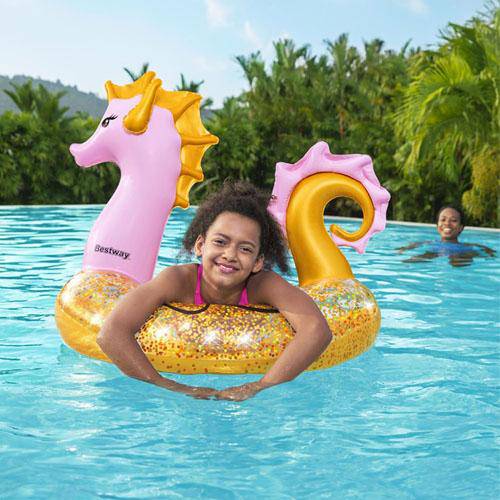Glitter Seahorse Inflatable Ring - WaterTrendsStore