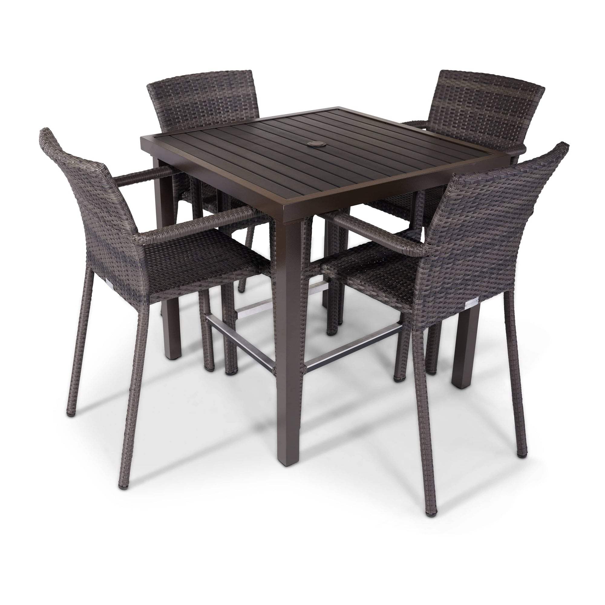 St. Kitts Woven 5 Piece Counter Height Group - Roasted Pecan