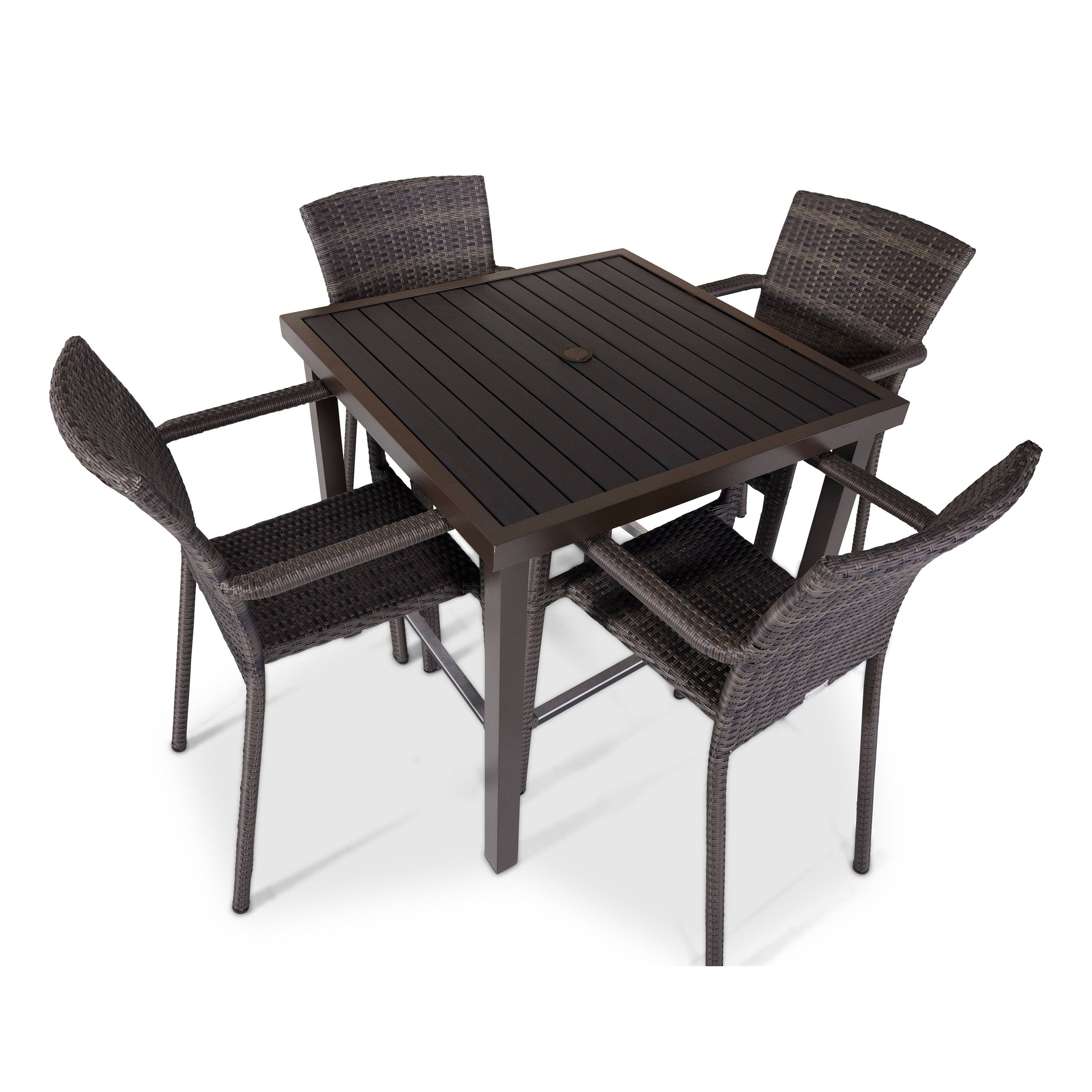 St. Kitts Woven 5 Piece Counter Height Group - Roasted Pecan - WaterTrendsStore