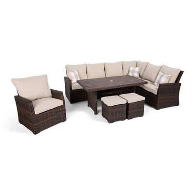 Arcadia Sectional Group - Brown - WaterTrendsStore - Conversation Table w/ (2) Cube Ottomans - $500 - 43412