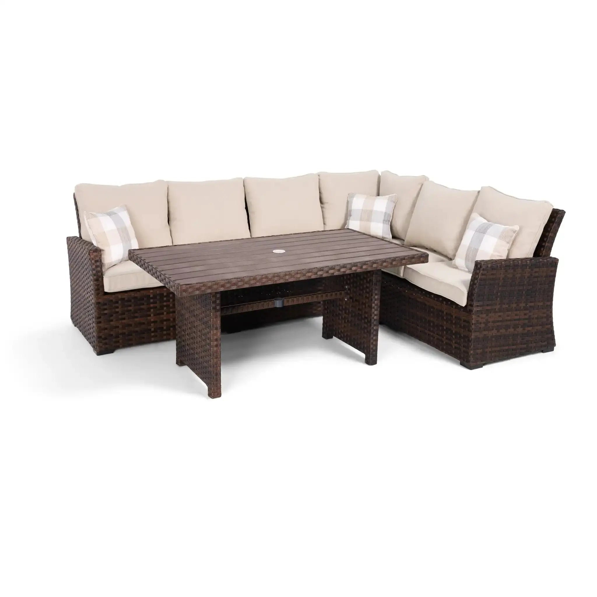 Arcadia Sectional Group - Brown - WaterTrendsStore - Conversation Table w/ (2) Cube Ottomans - $500 - 43411