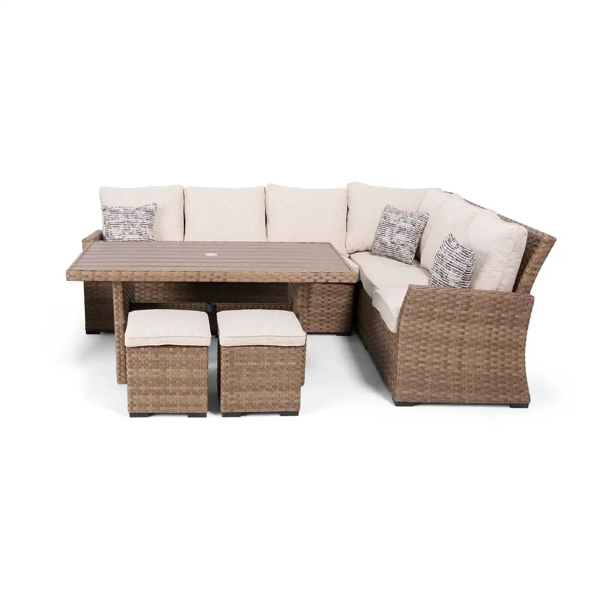 Arcadia Sectional Group - Driftwood - WaterTrendsStore - Conversation Table w/ 2 Cube Ottomans - $500 - 85924