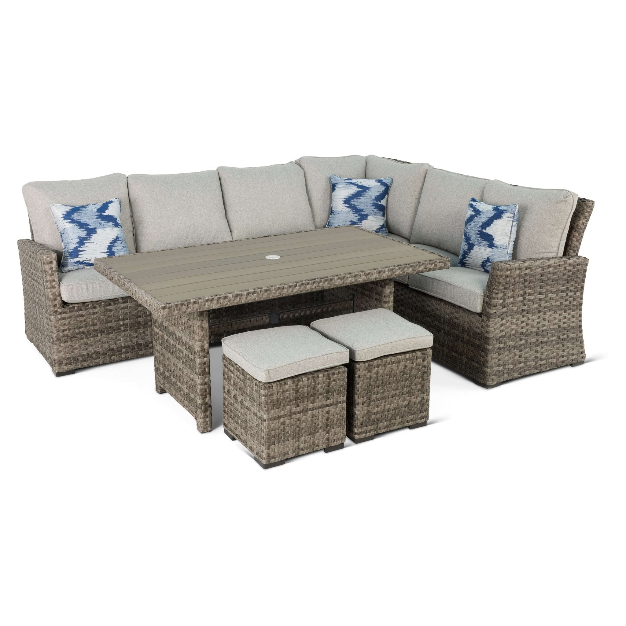 Arcadia Sectional Group - Grey - WaterTrendsStore - Conversation Table w/ (2) Cube Ottomans - $500.00 - 85920