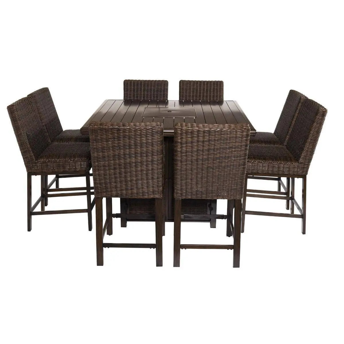 Bayfield 9 Piece Bar Height Fire Table Group - WaterTrendsStore - Coffee Weave - 84916