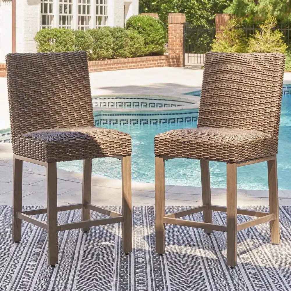 Bayfield 9 Piece Bar Height Fire Table Group - WaterTrendsStore - Coffee Weave - 84916