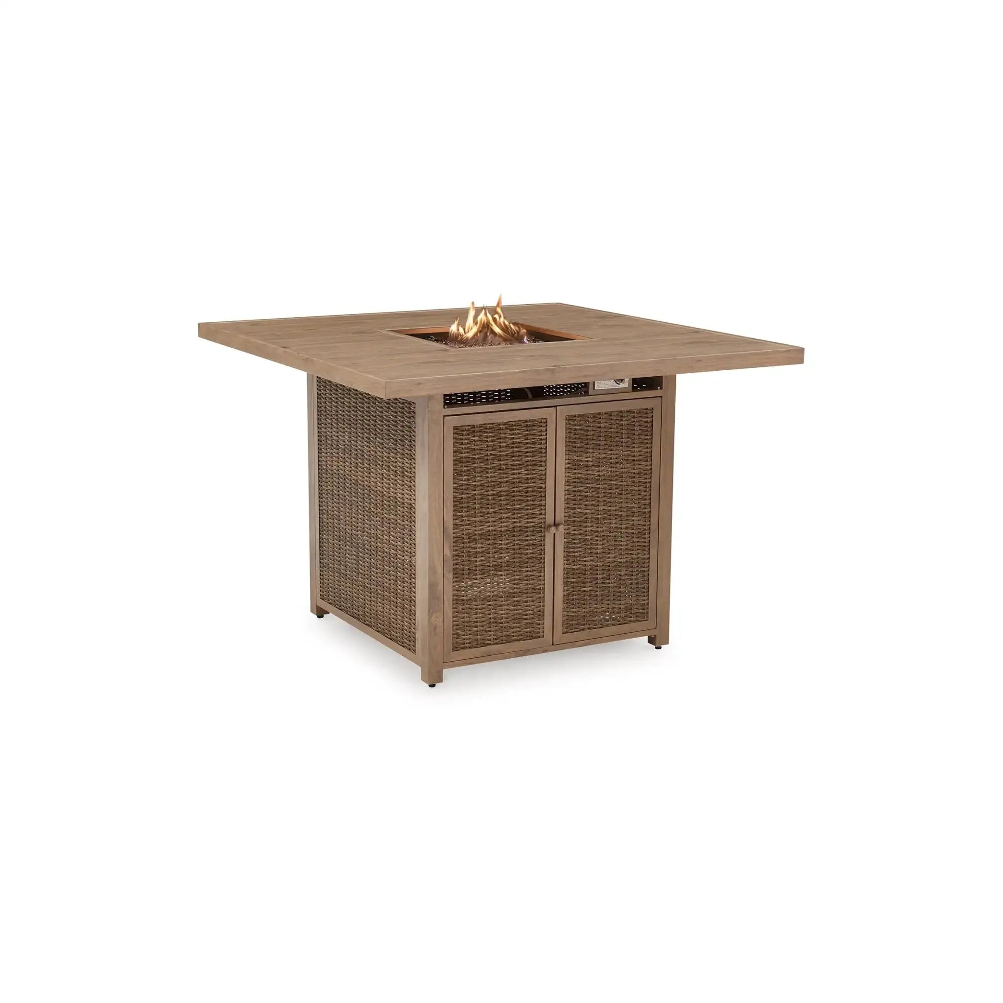 Bayfield 9 Piece Bar Height Fire Table Group - WaterTrendsStore - Coffee Weave - 84916