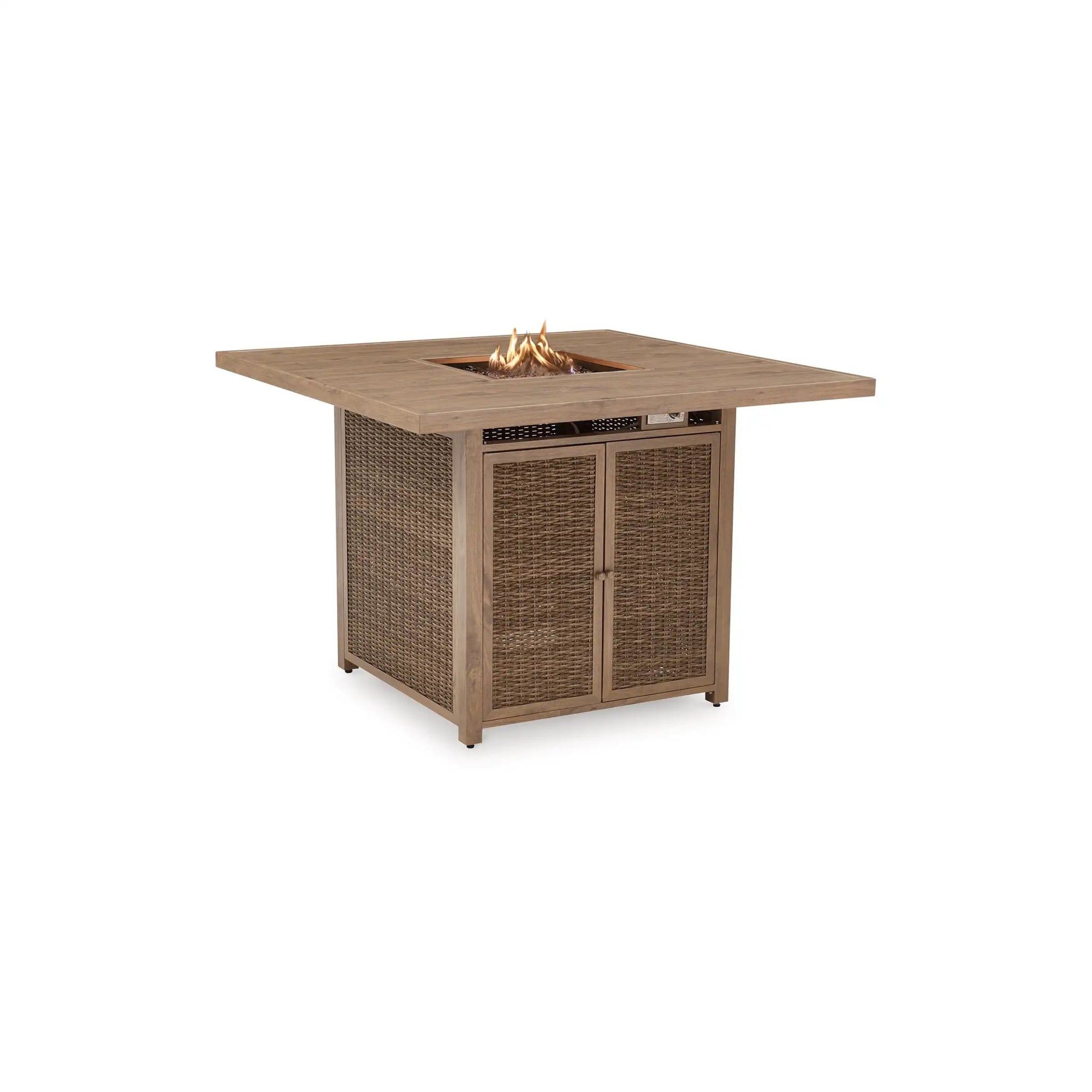 Bayfield 9 Piece Bar Height Fire Table Group - WaterTrendsStore - Coffee Weave - 84916