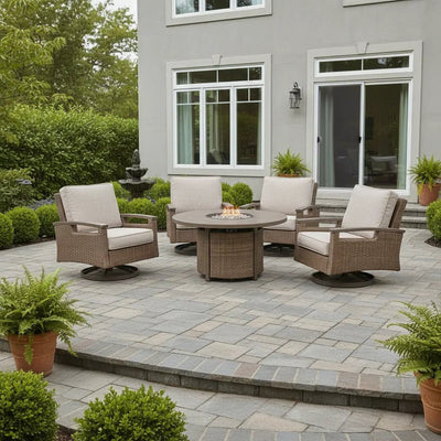 Bayfield Driftwood 5 Piece Firepit Chat Group - WaterTrendsStore - 85911