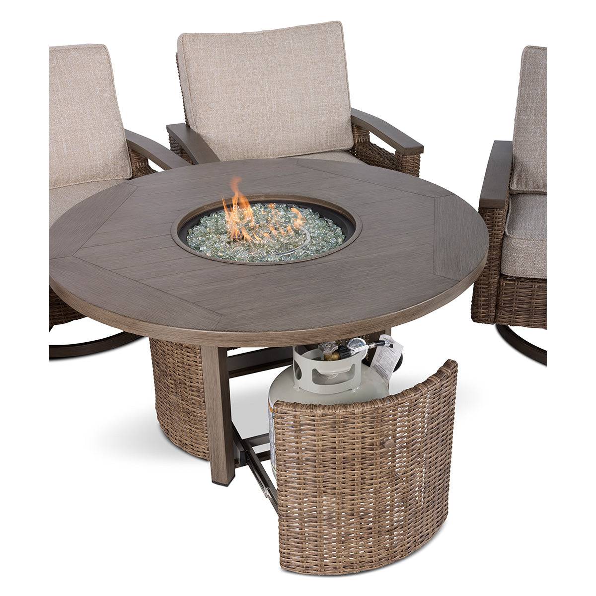 Bayfield Driftwood 5 Piece Firepit Chat Group - WaterTrendsStore - 85911