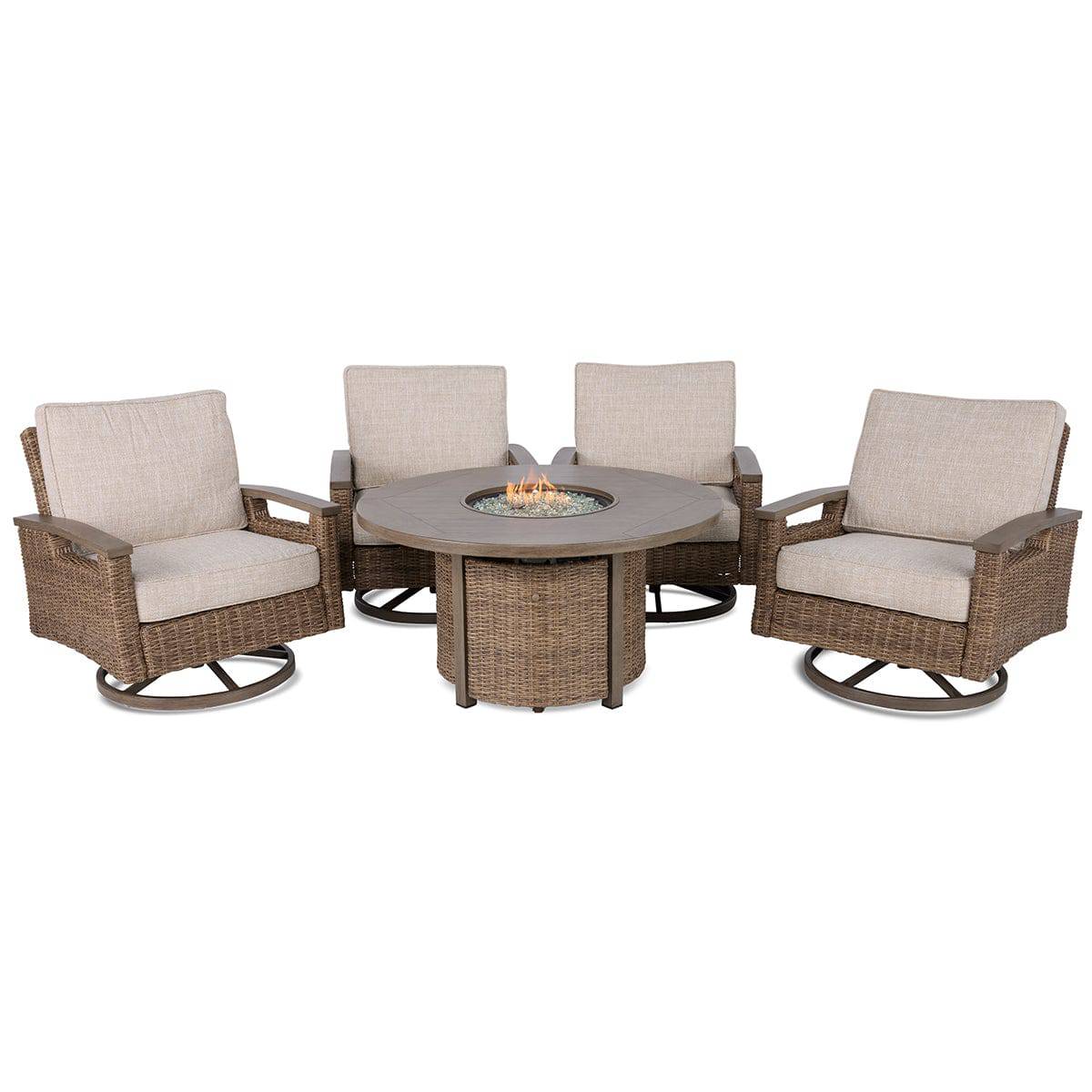 Bayfield Driftwood 5 Piece Firepit Chat Group - WaterTrendsStore - 85911