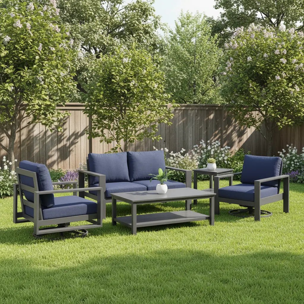 Newport Grey 5 Piece Loveseat Group - Spectrum Indigo - WaterTrendsStore - 43400