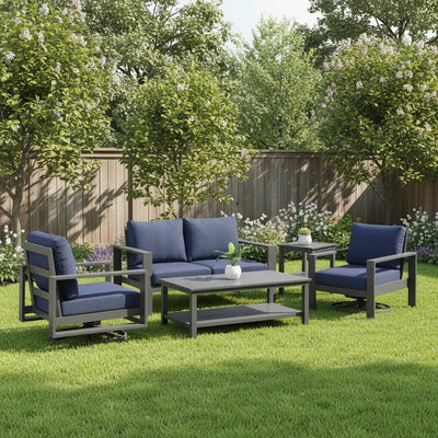 Newport Grey 5 Piece Loveseat Group - Spectrum Indigo - WaterTrendsStore - 43400