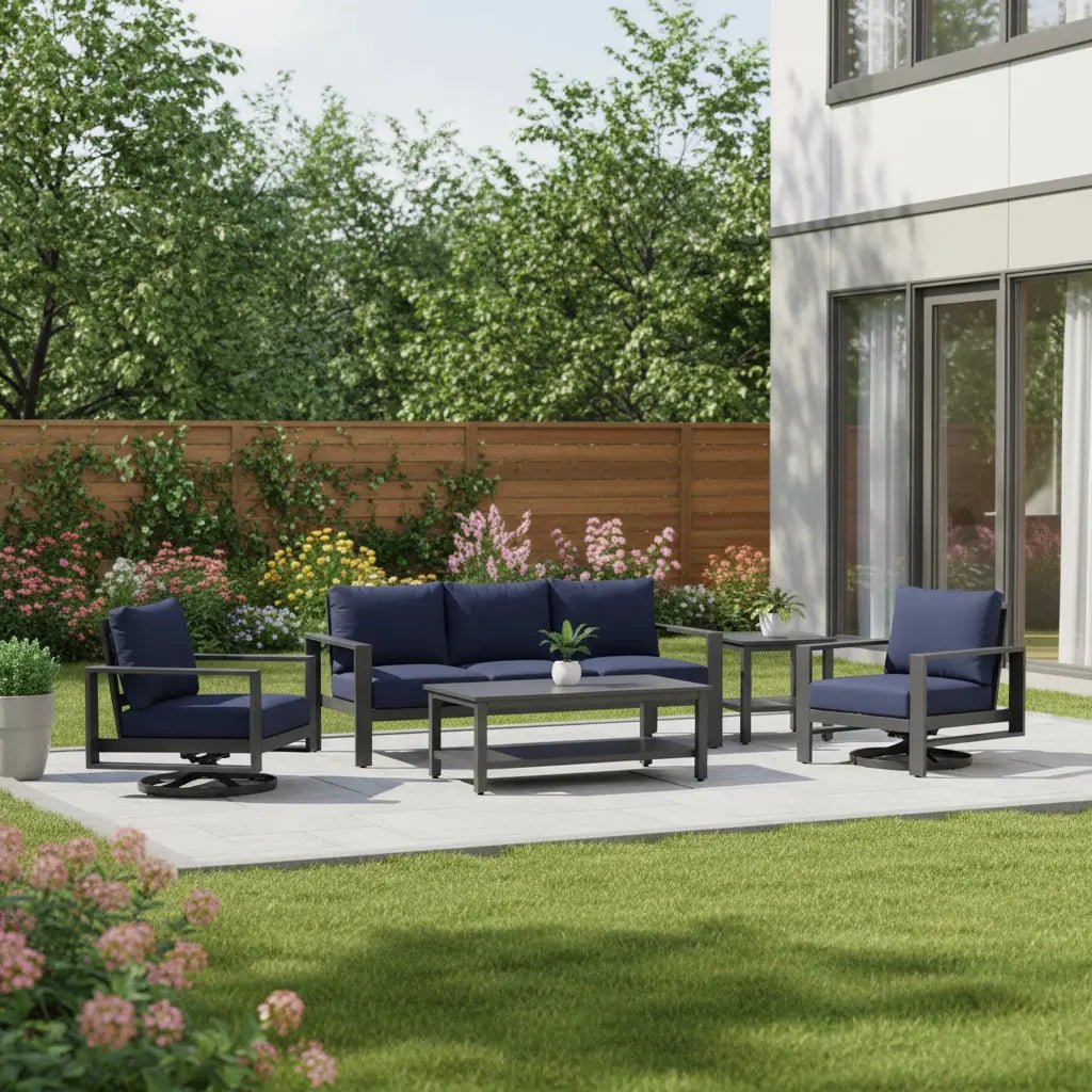 Newport Grey 5 Piece Sofa Group - Spectrum Indigo - WaterTrendsStore - 43401