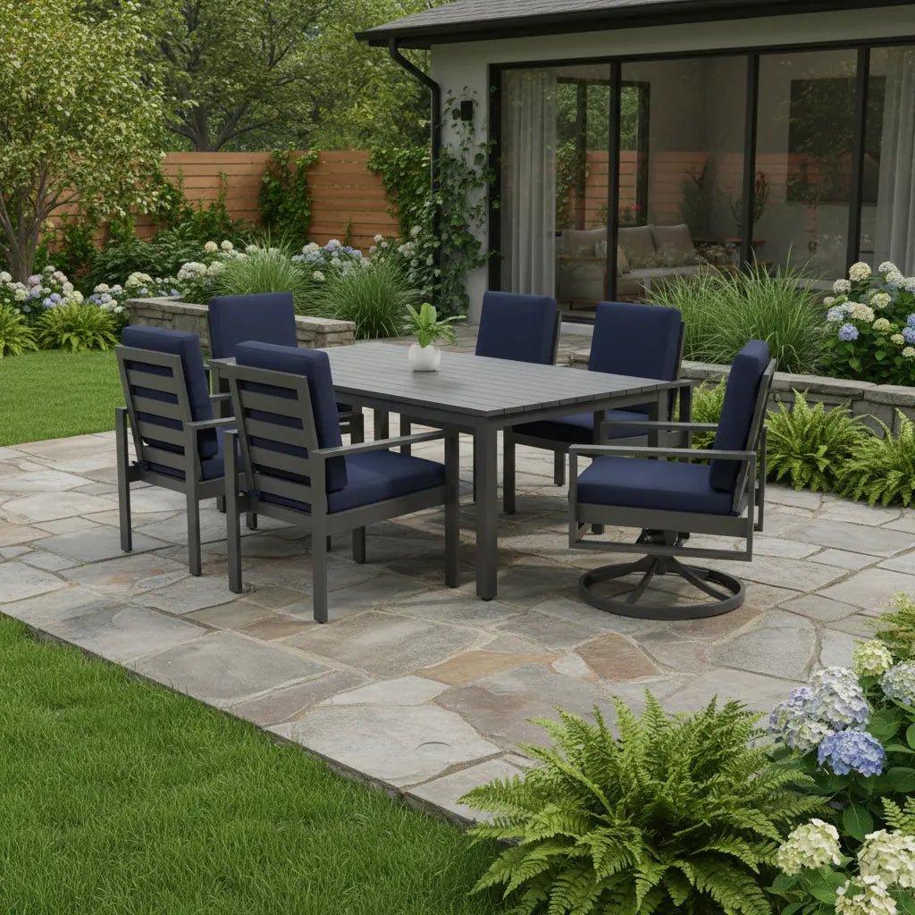 Newport Grey 7 Piece Dining Group - Spectrum Indigo - WaterTrendsStore - 43408