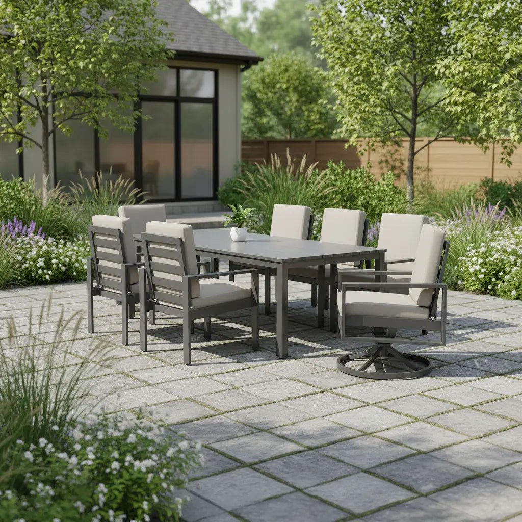 Newport Grey 9 Piece Dining Group - Spectrum Dove - WaterTrendsStore - 43406