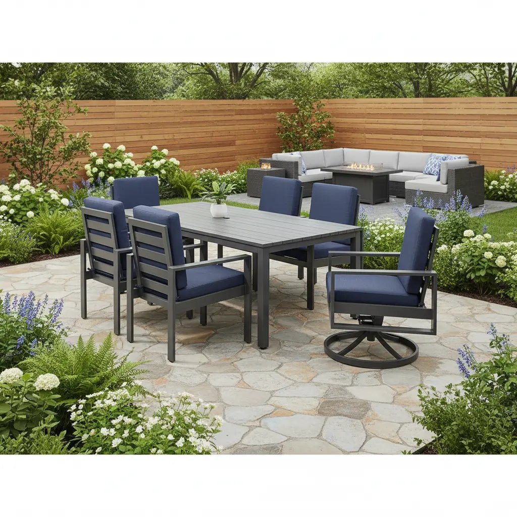 Newport Grey 9 Piece Dining Group - Spectrum Indigo - WaterTrendsStore - 43409