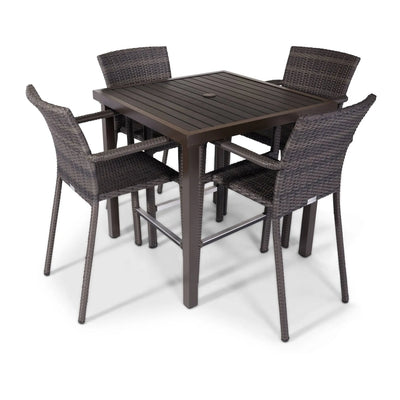 St. Kitts Woven 5 Piece Counter Height Group - Roasted Pecan - WaterTrendsStore - 85072