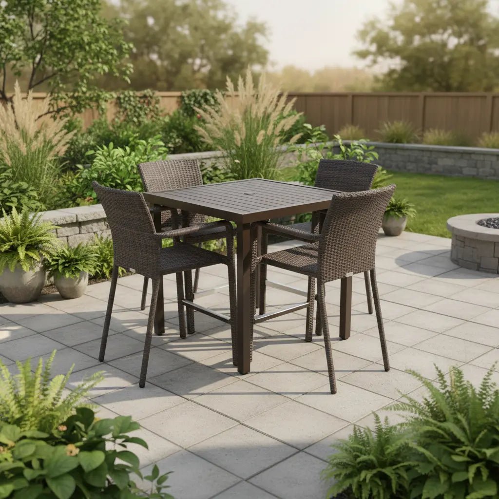 St. Kitts Woven 5 Piece Counter Height Group - Roasted Pecan - WaterTrendsStore - 85072