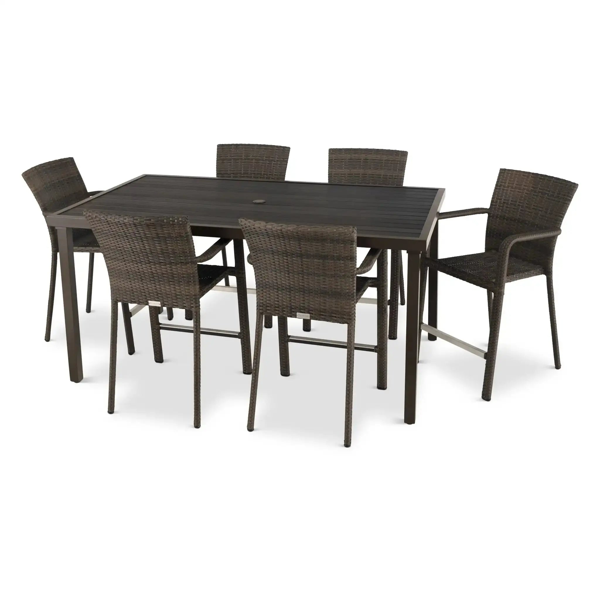 St. Kitts Woven 7 Piece Counter Height Group - Roasted Pecan - WaterTrendsStore - 85075