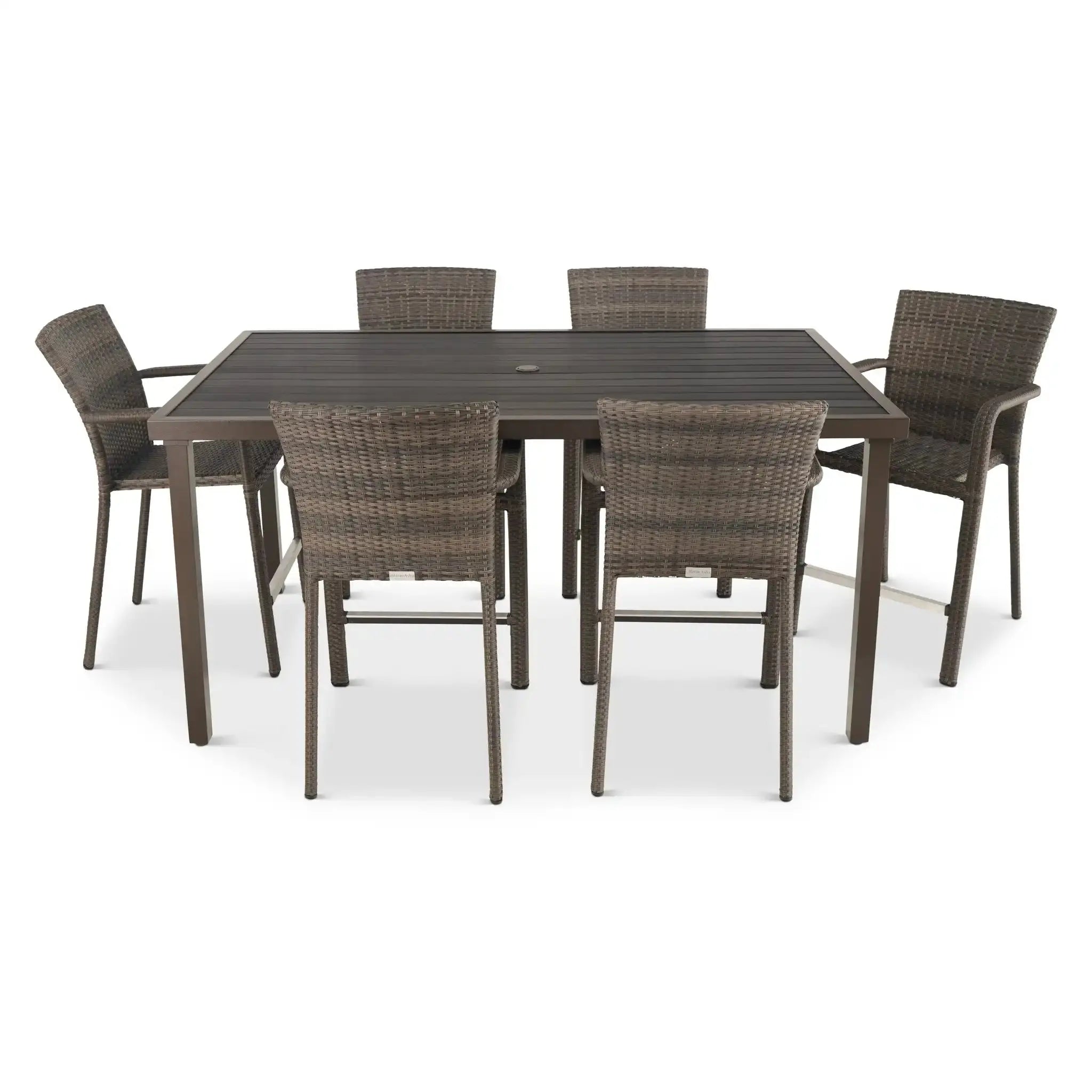 St. Kitts Woven 7 Piece Counter Height Group - Roasted Pecan - WaterTrendsStore - 85075